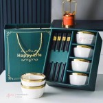 Bộ chén sứ viền vàng