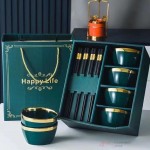 Bộ chén sứ viền vàng