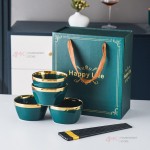 Bộ chén sứ viền vàng