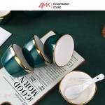 Bộ chén sứ viền vàng