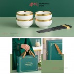 Bộ chén sứ viền vàng