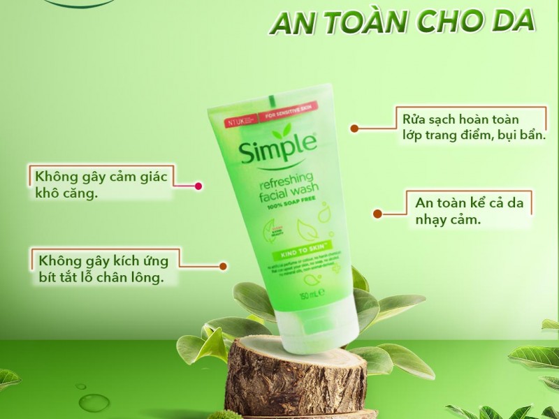 Sữa Rửa Mặt Simple Kind To Skin Refreshing Facial Wash Gel 150ml: Bí Quyết Giúp Da Sạch Thoáng
