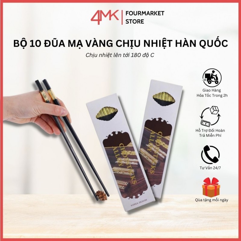 Bộ 10 đũa mạ vàng