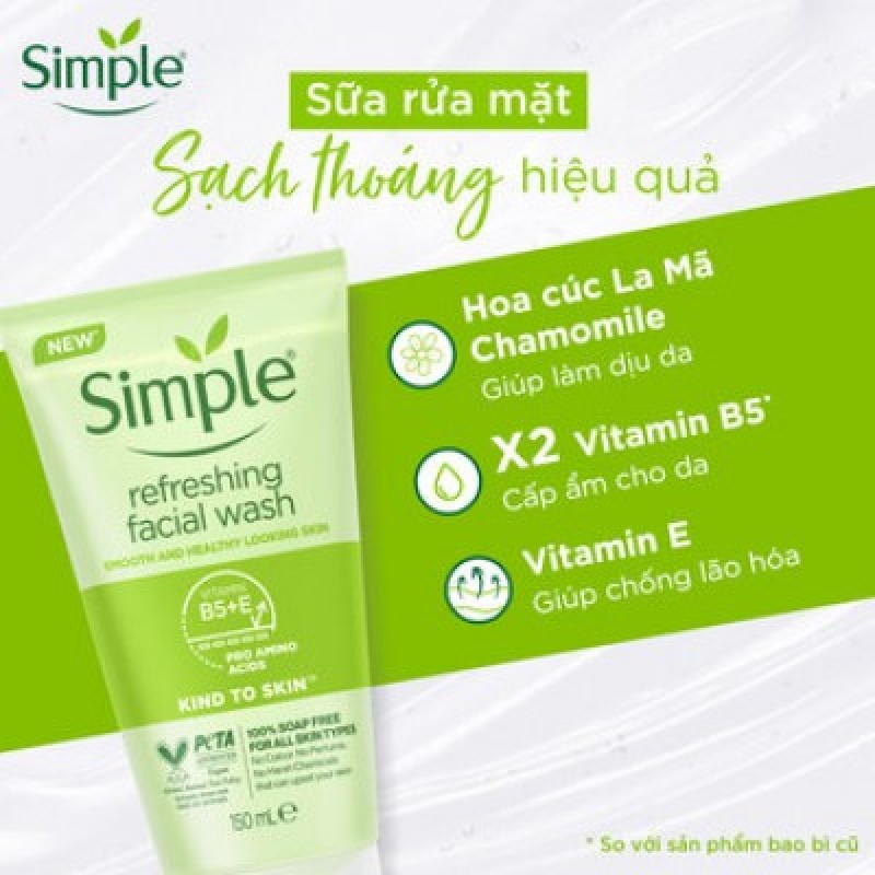Sữa Rửa Mặt Simple Giúp Da Sạch Thoáng 150ml Kind To Skin Refreshing Facial Wash Gel